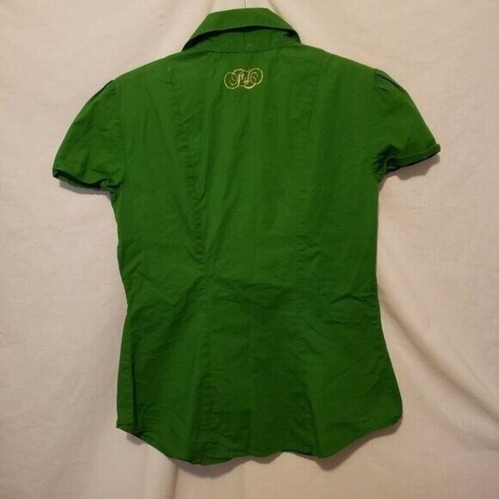 Green Ruffled Button-Down Shirt - Picture 8 of 8